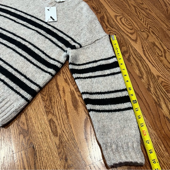 Ba&sh Bosco Striped Wool Mohair Blend Sweater Greige Sz Large Crewneck Pullover - Picture 12 of 16